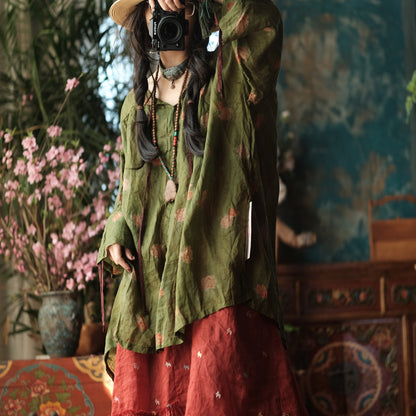 Vintage Bloom Linen Blouse