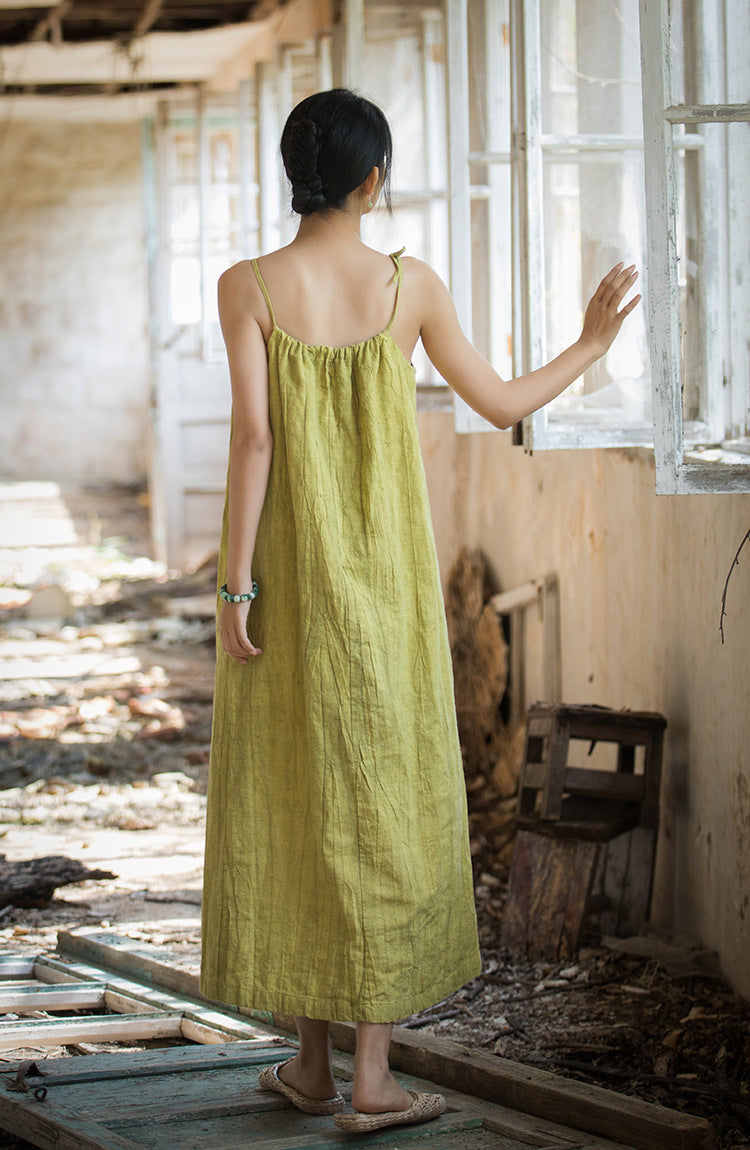 Robe bohème en lin ramie et brise