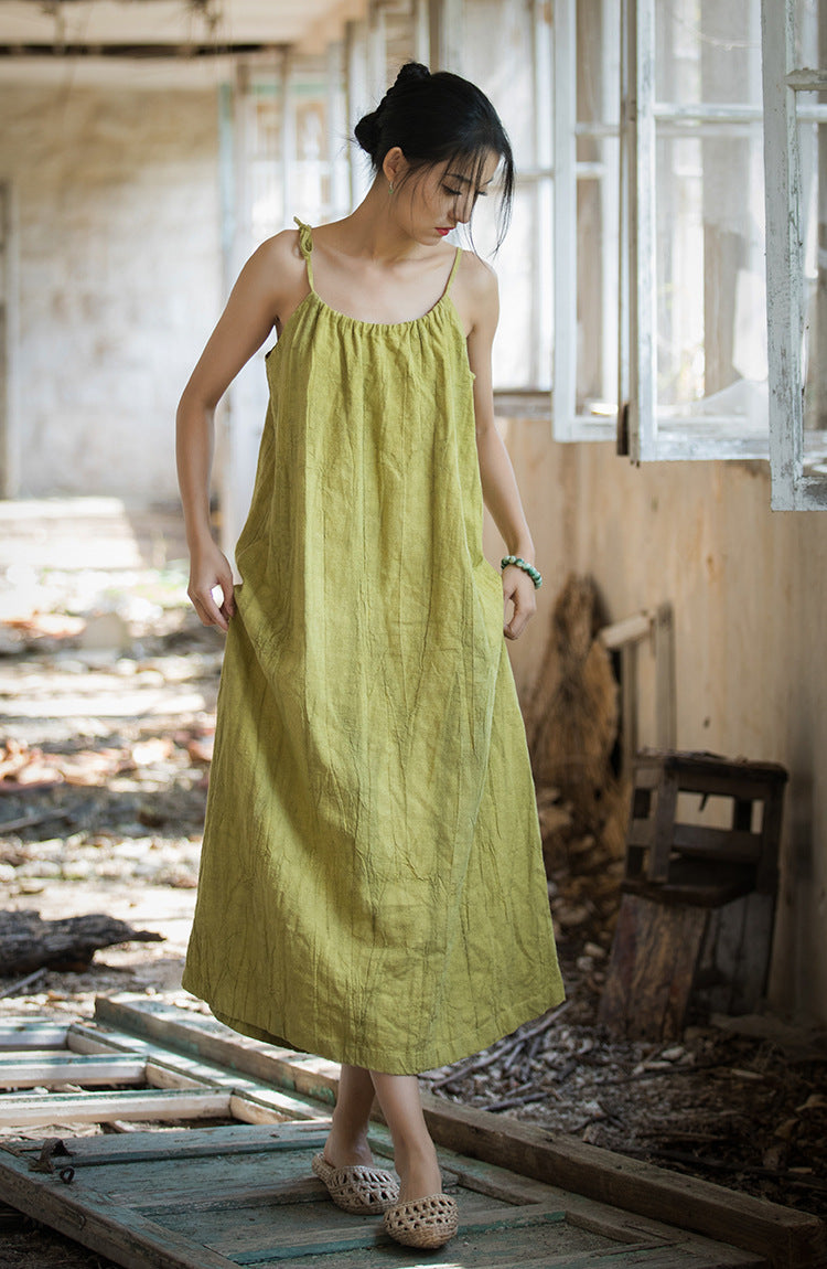 Robe bohème en lin ramie et brise