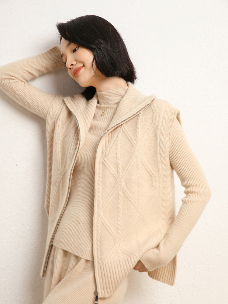 Gilet en tricot de laine et cachemire