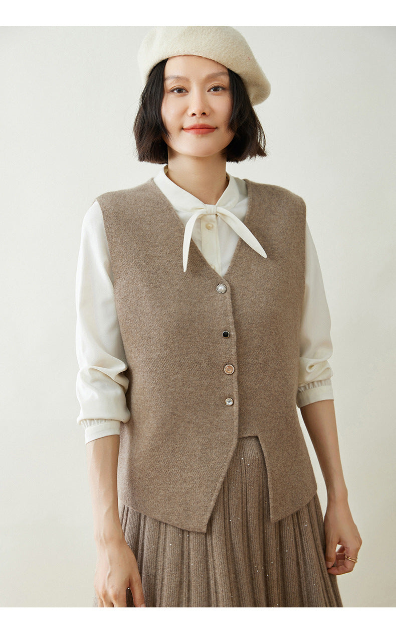 Gilet vintage en laine et cachemire avec détails boutonnés