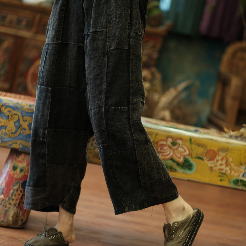 Pantalon de printemps patchwork vintage