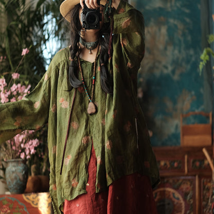 Vintage Bloom Linen Blouse