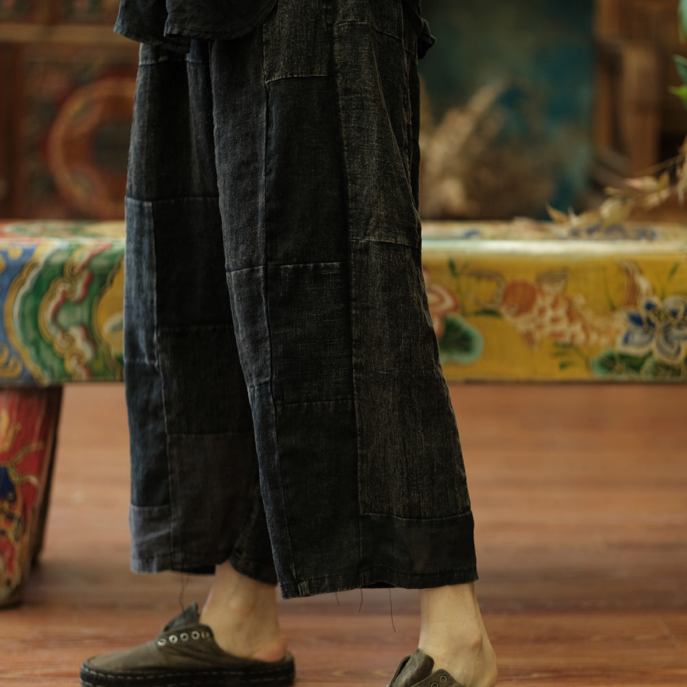 Pantalon de printemps patchwork vintage