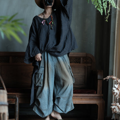 Washed Tide Patchwork Denim Pants