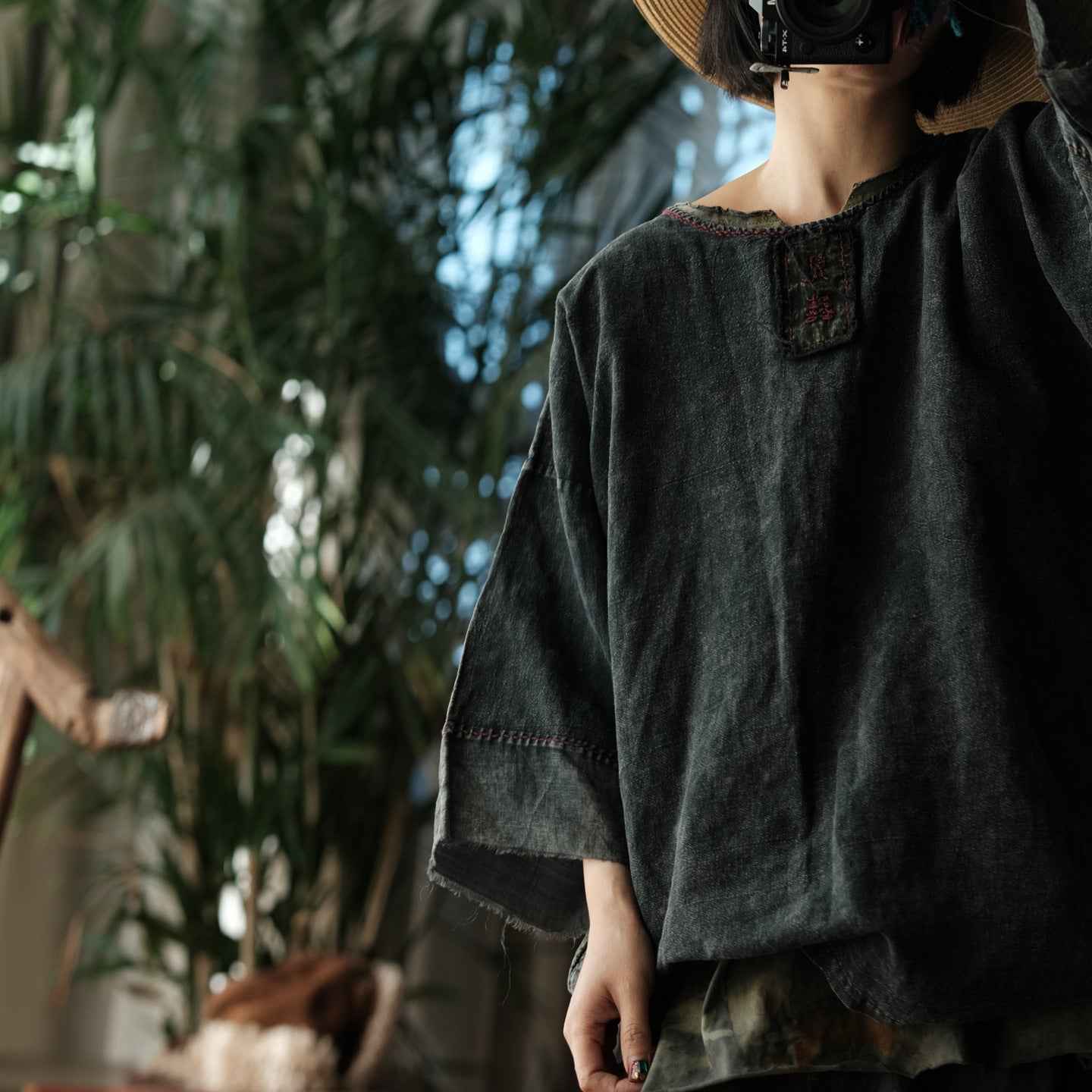 Midnight Linen Blouse
