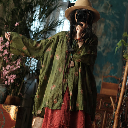 Vintage Bloom Linen Blouse