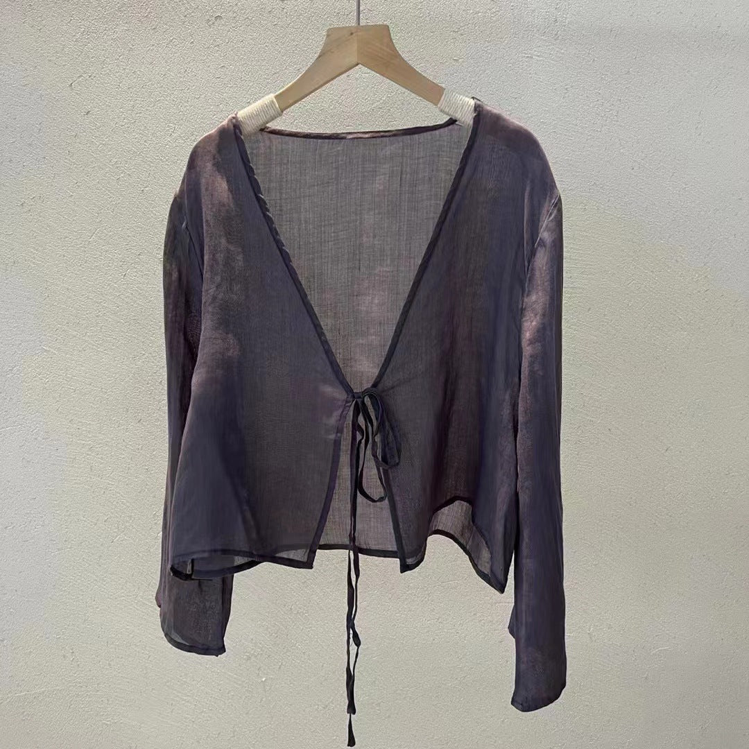 Chemisier en lin à nouer Rami