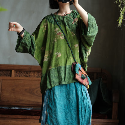 Moss Garden Patchwork Cotton Tunic