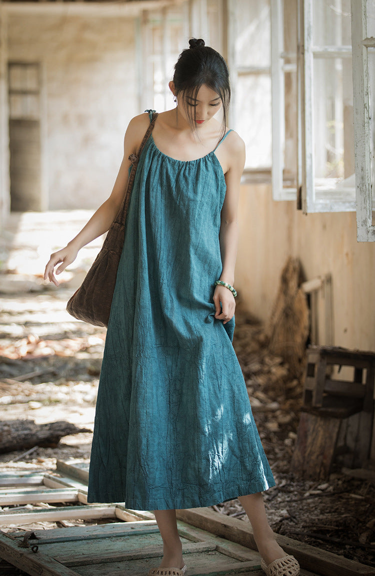 Robe bohème en lin ramie et brise