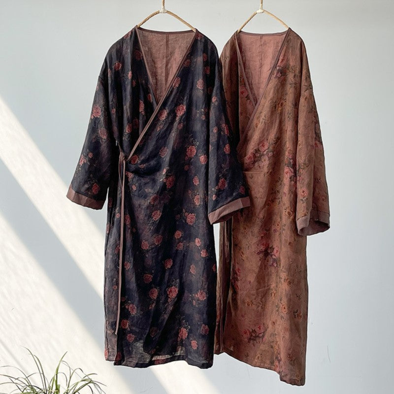 Robe kimono bohème fleurie