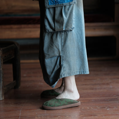 Washed Tide Patchwork Denim Pants