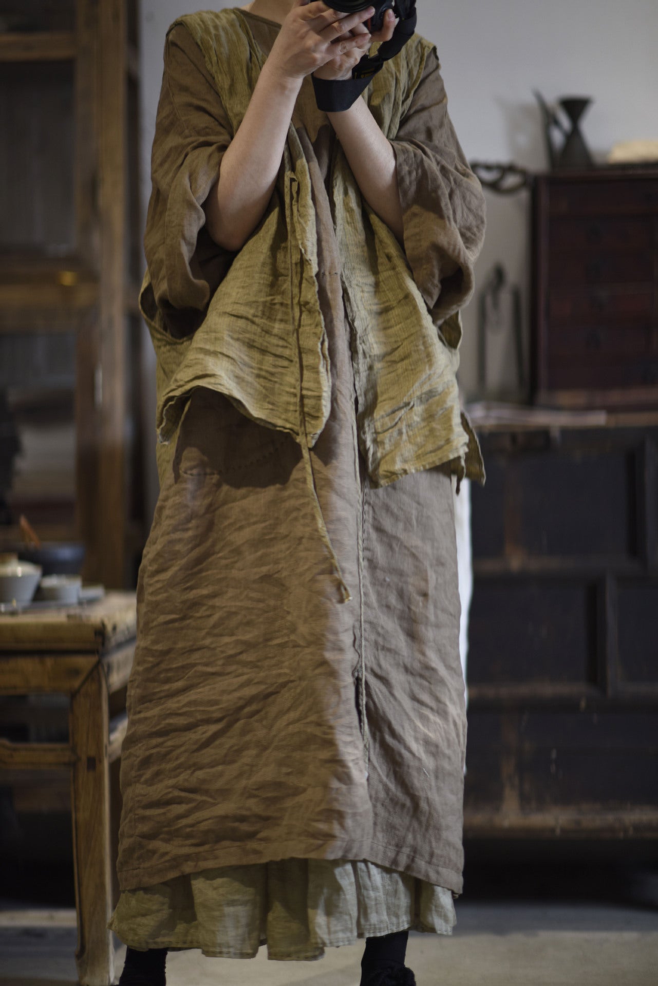 Tunique surdimensionnée en rami lavé