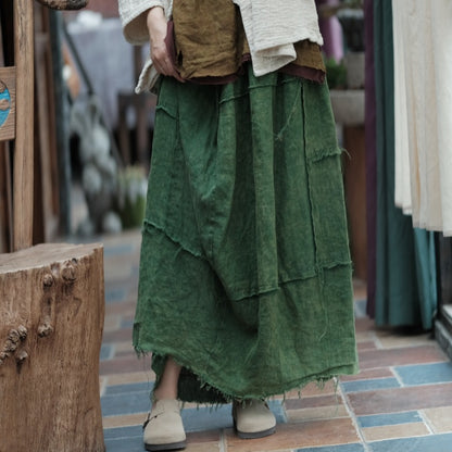 Vintage Linen Breeze Maxi Skirt