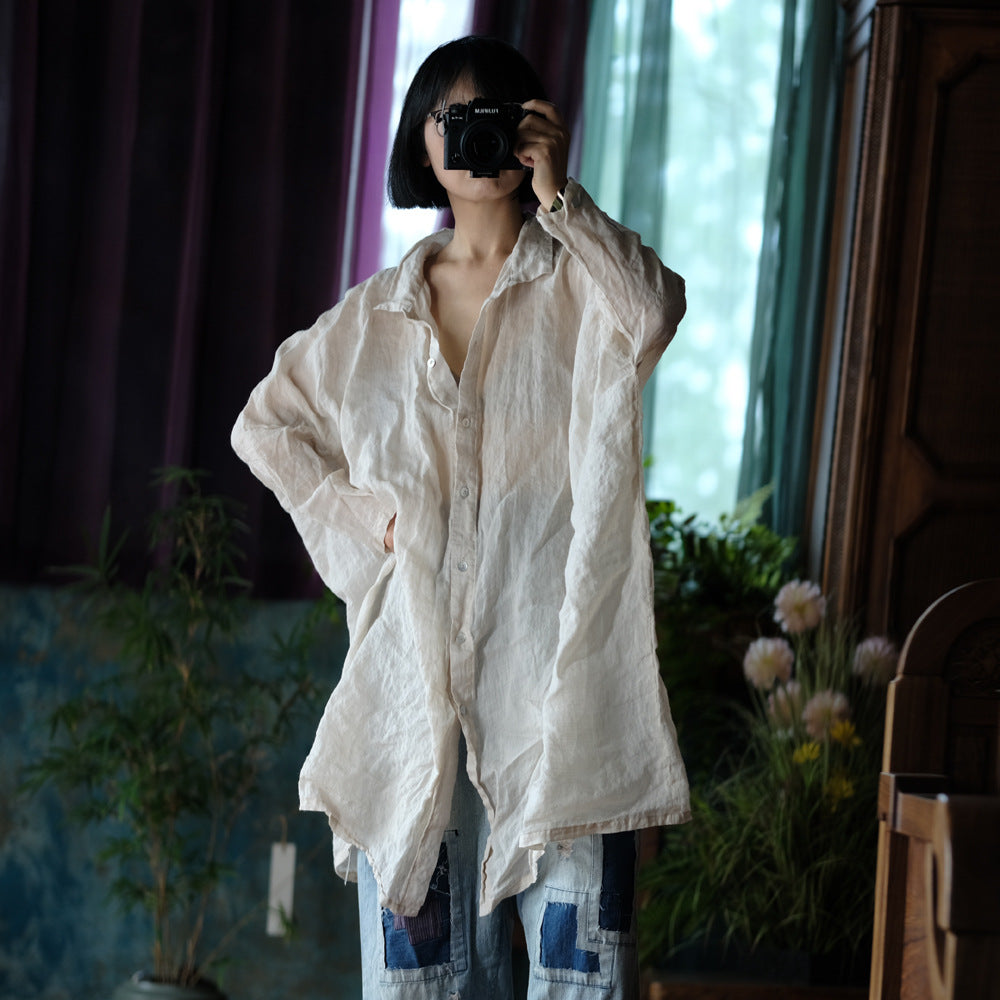 Chemise vintage surdimensionnée en lin