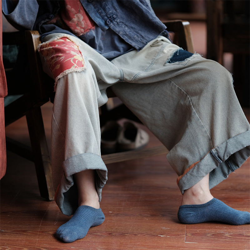 Pantalon en jean patchwork vintage Bloom