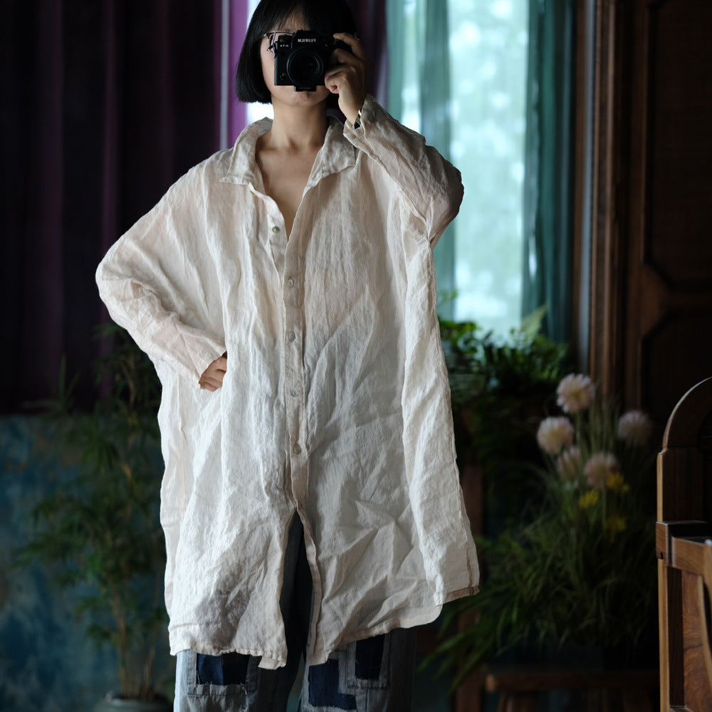 Chemise vintage surdimensionnée en lin