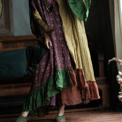 Mori Garden Patchwork Ramie Maxi Dress