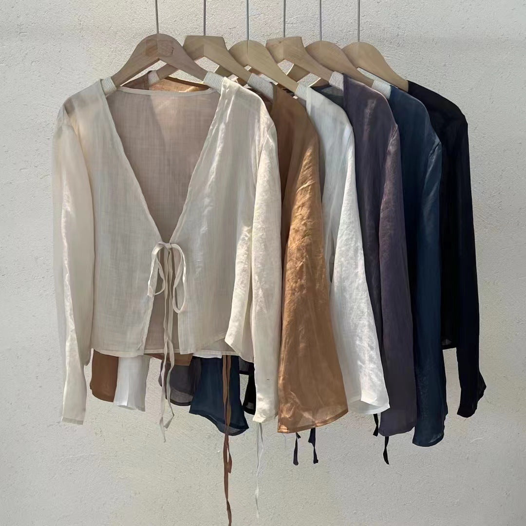 Chemisier en lin à nouer Rami