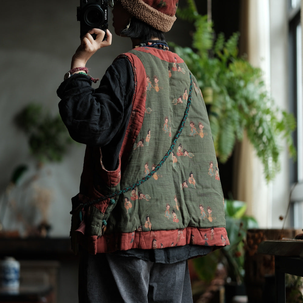 Gilet en lin à motif vintage