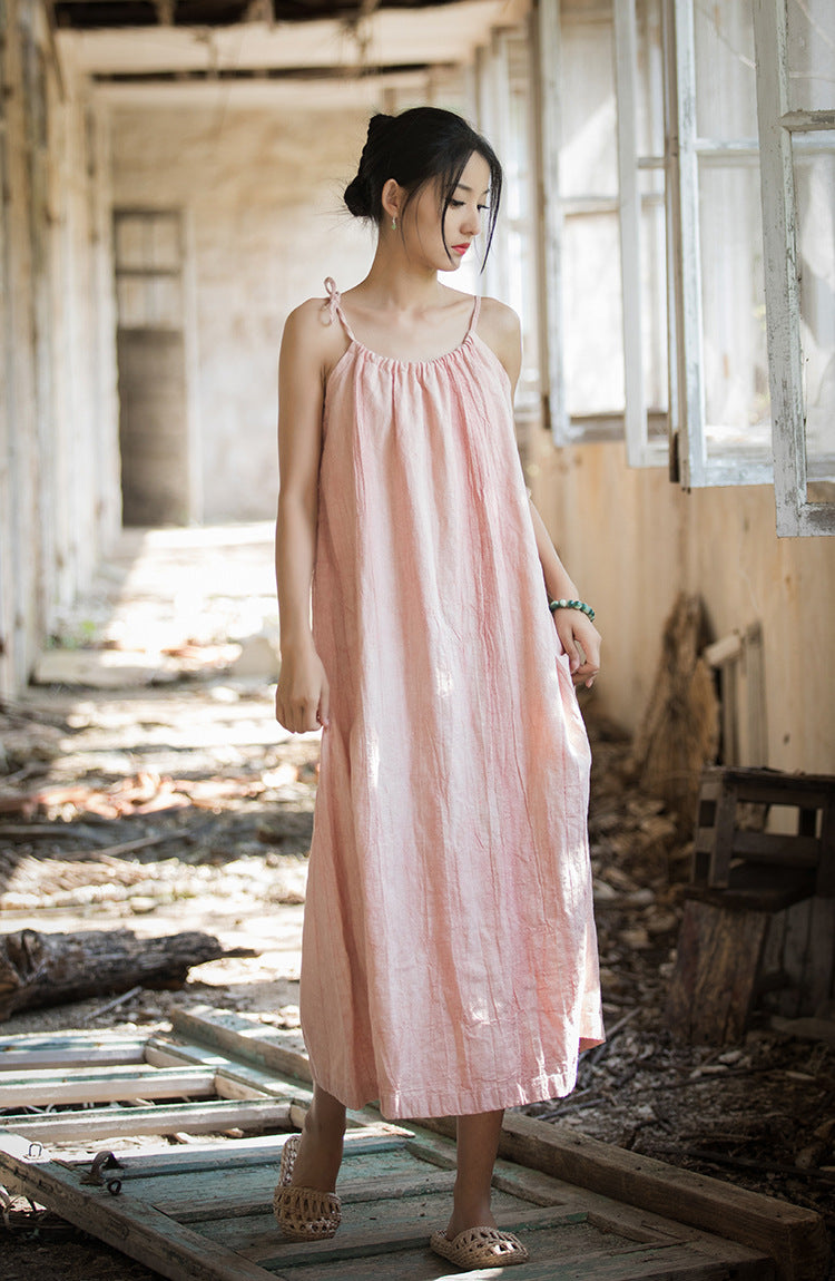 Robe bohème en lin ramie et brise