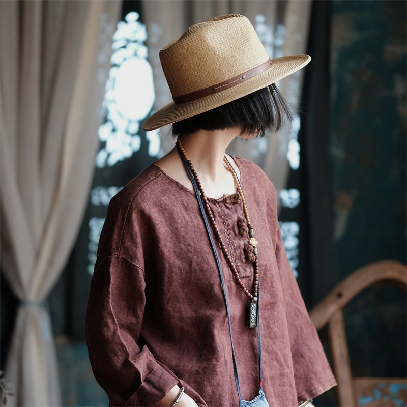 Camisa Oversize de Lino Vintage Breeze para Mujer – Ligera y Transpirable