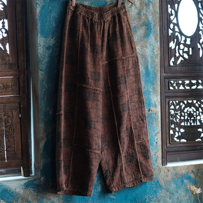 Pantalon en lin à fleurs vintage