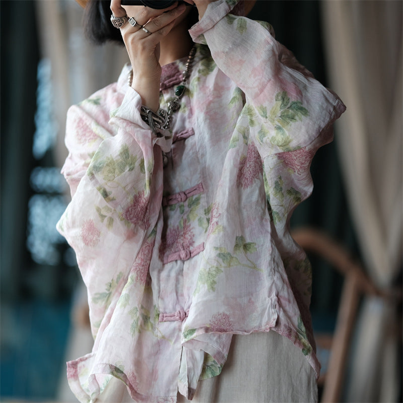 Chemisier coupe-vent fleuri vintage