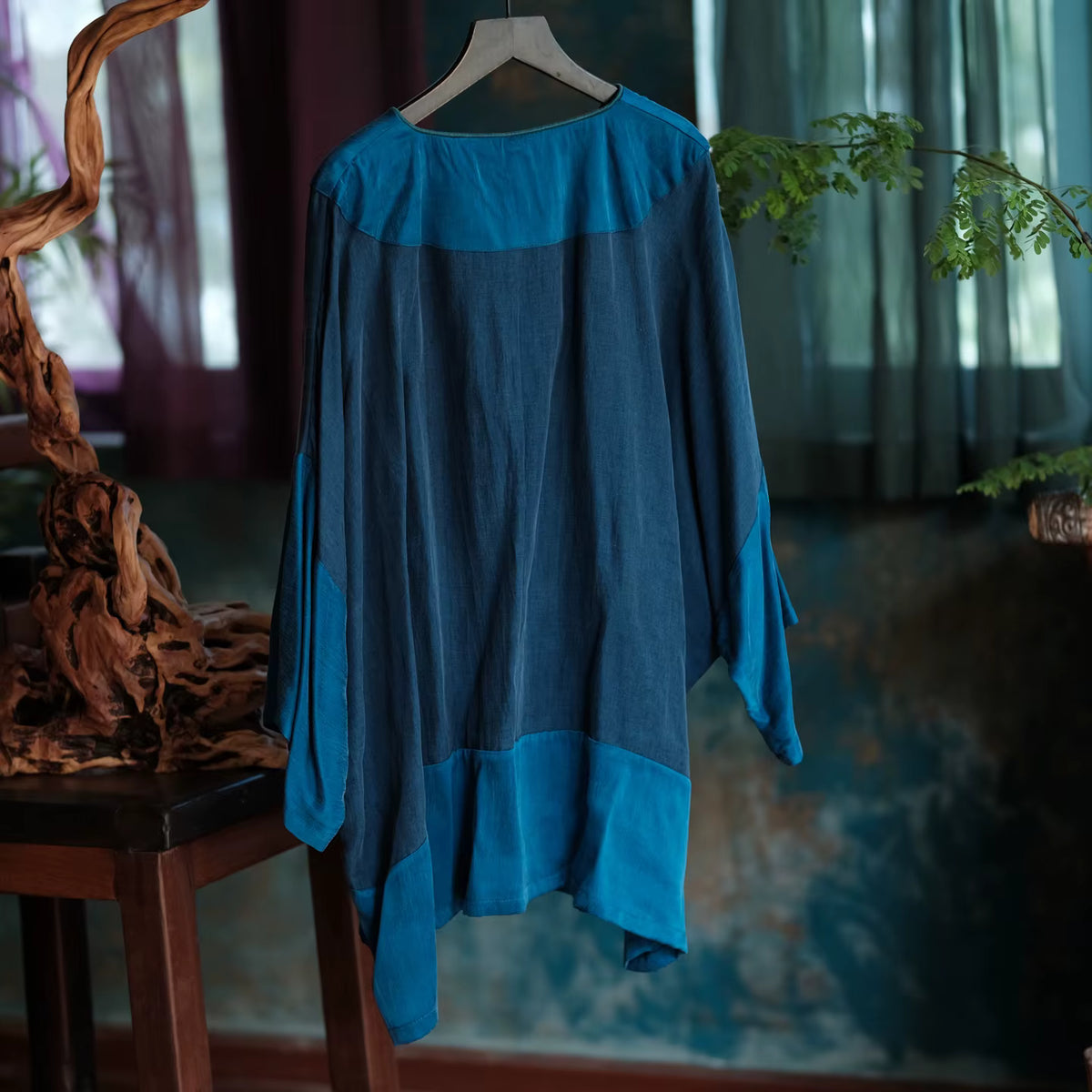 Indigo Path Patchwork Cotton Tunic