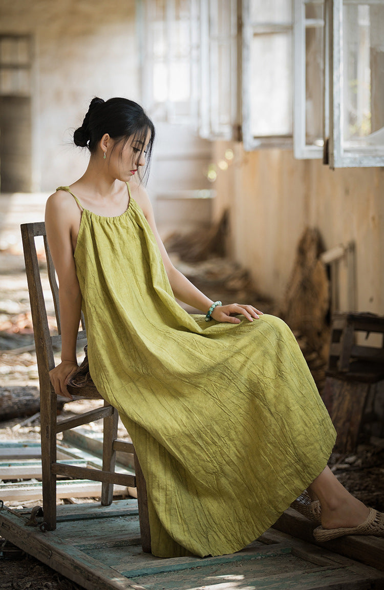 Robe bohème en lin ramie et brise