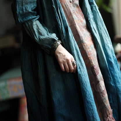 Verdant Mist Tie-Dye Ramie Coat