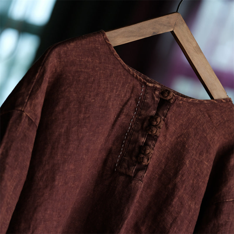 Camisa Oversize de Lino Vintage Breeze para Mujer – Ligera y Transpirable