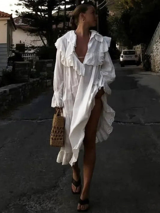 Robe mi-longue en dentelle Boho