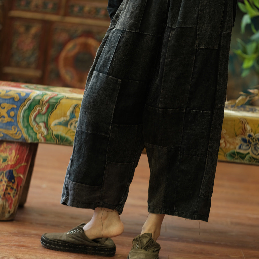 Pantalon de printemps patchwork vintage