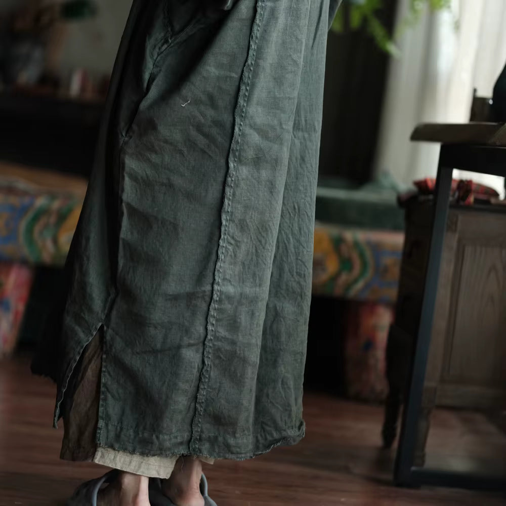 Shadow Moss Oversized Linen Dress