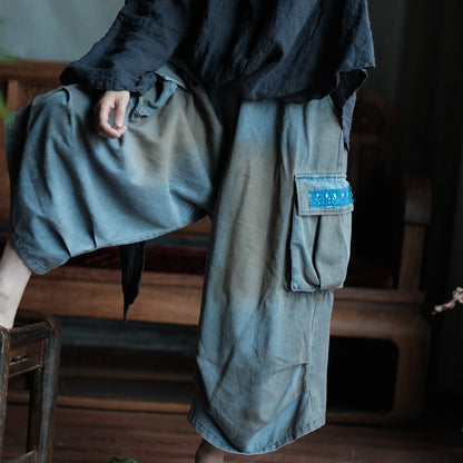 Washed Tide Patchwork Denim Pants