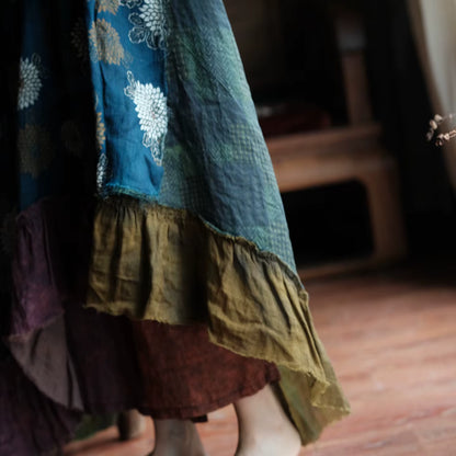 Indigo Garden Patchwork Ramie Dress