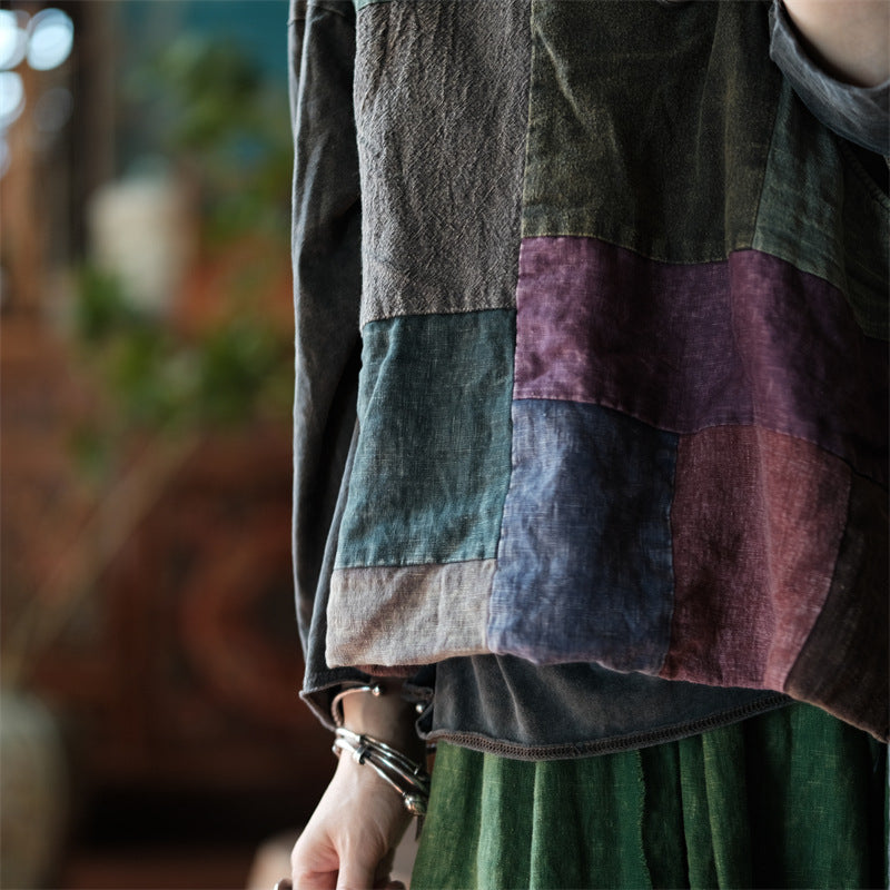 Gilet cache-cœur patchwork vintage