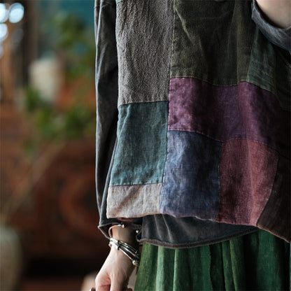 Gilet cache-cœur patchwork vintage