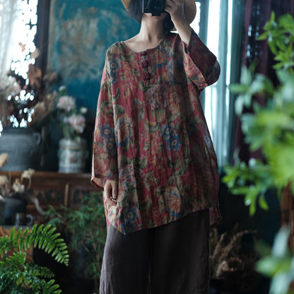 Women's Vintage Ramie Blouse | Oversized Lightweight Natural Shirt
