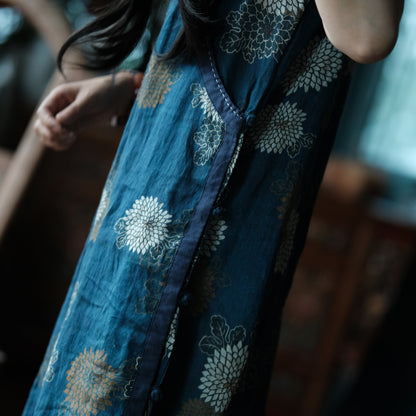 Blue Reverie Floral Cotton Midi Dress