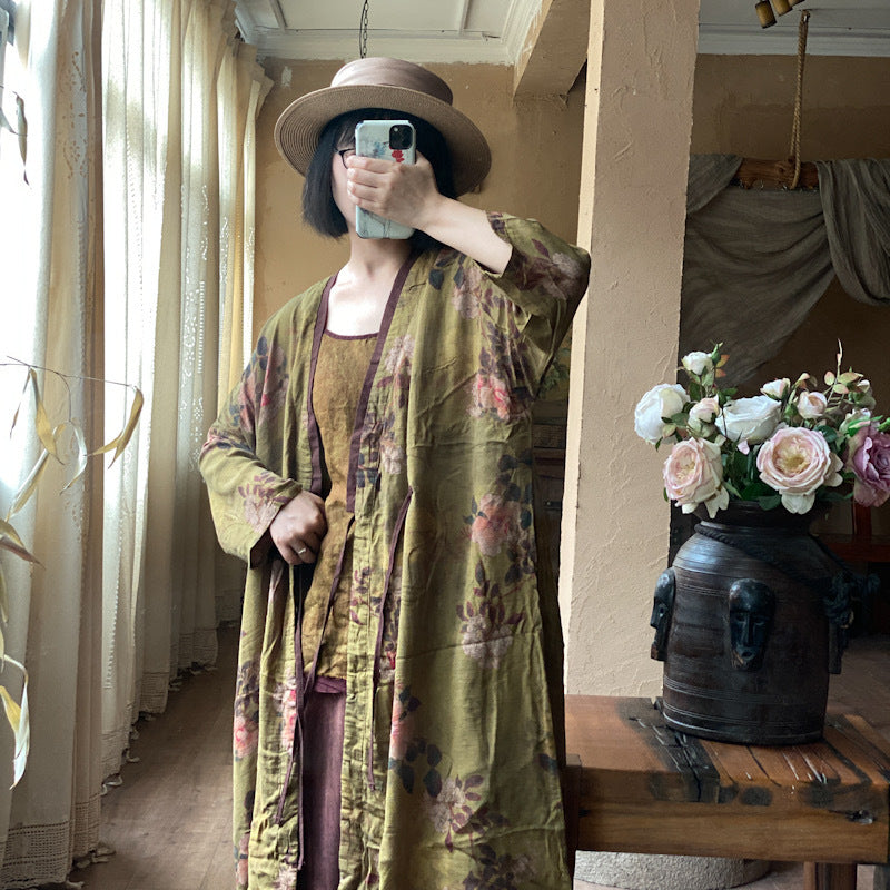 Veste midi fleurie vintage