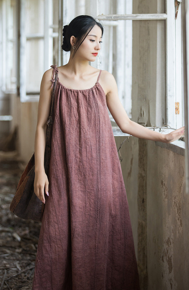 Robe bohème en lin ramie et brise
