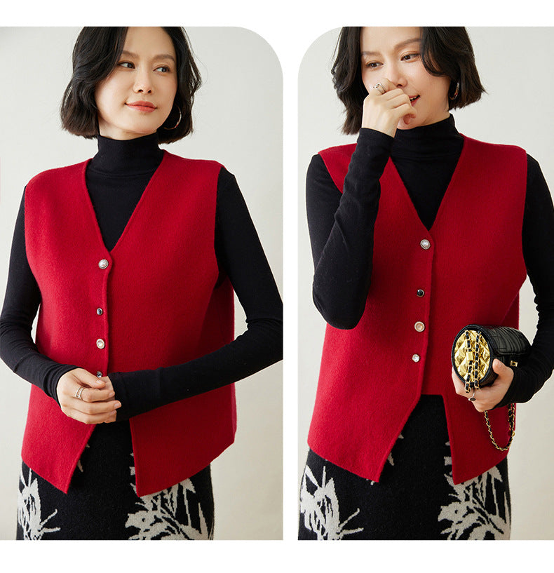 Gilet vintage en laine et cachemire avec détails boutonnés