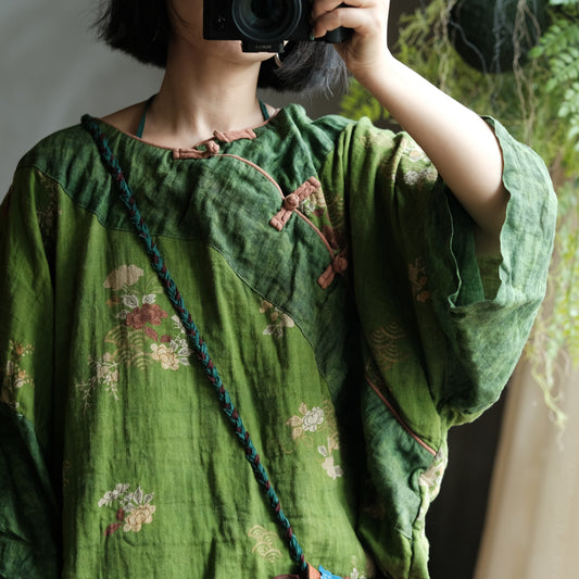 Moss Garden Patchwork Cotton Blouse