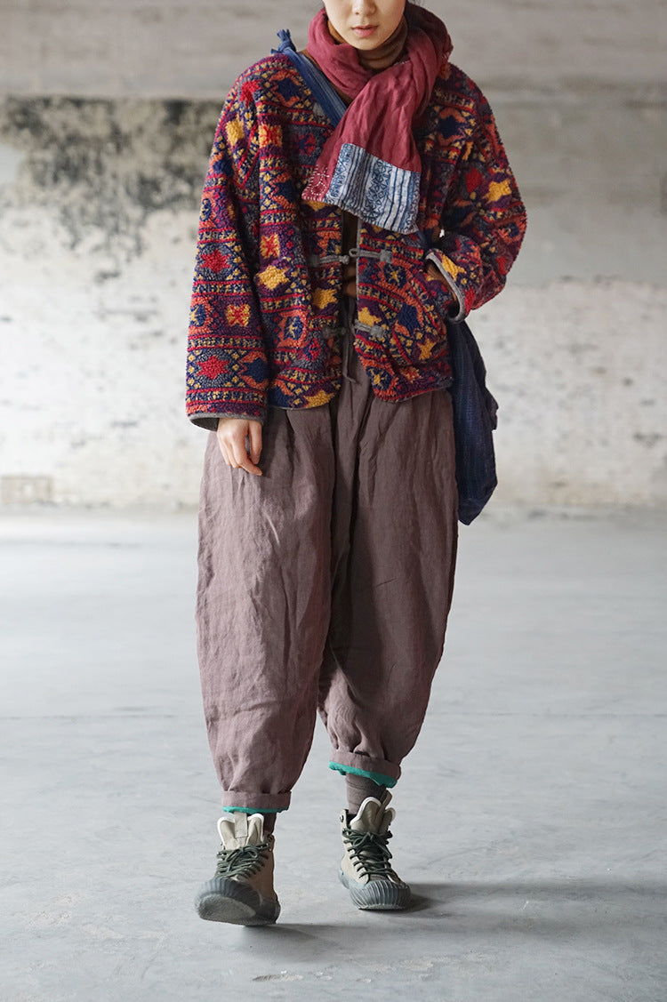 Veste vintage à motifs ethniques