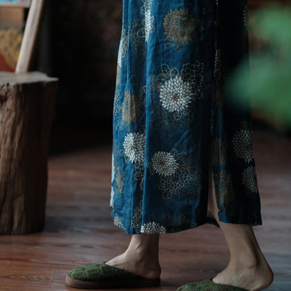 Blue Reverie Floral Cotton Midi Dress