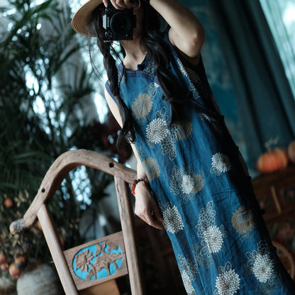Blue Reverie Floral Cotton Midi Dress