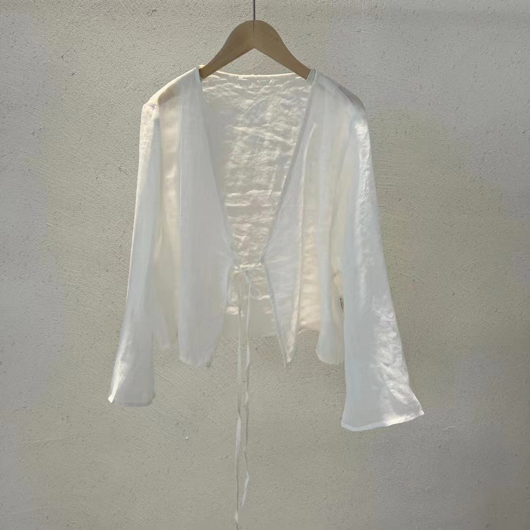 Chemisier en lin à nouer Rami