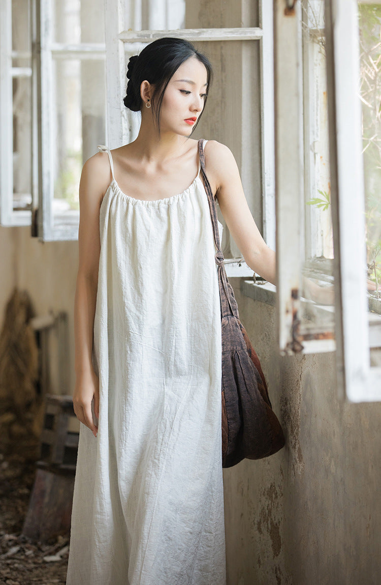 Robe bohème en lin ramie et brise